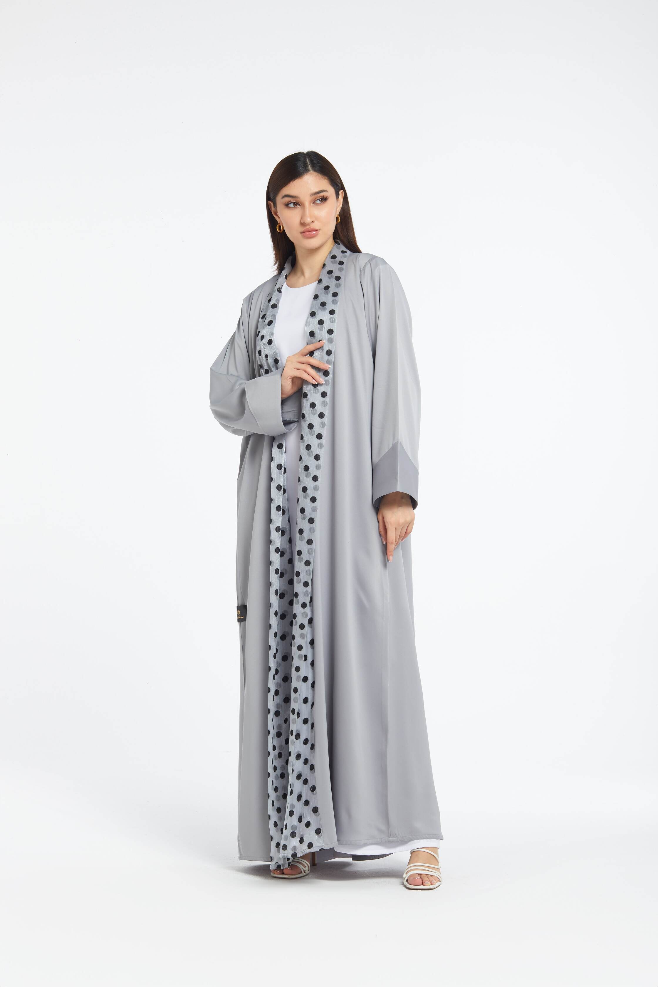 Polka Classics - Ash Grey Edition Abaya Telal Femina 