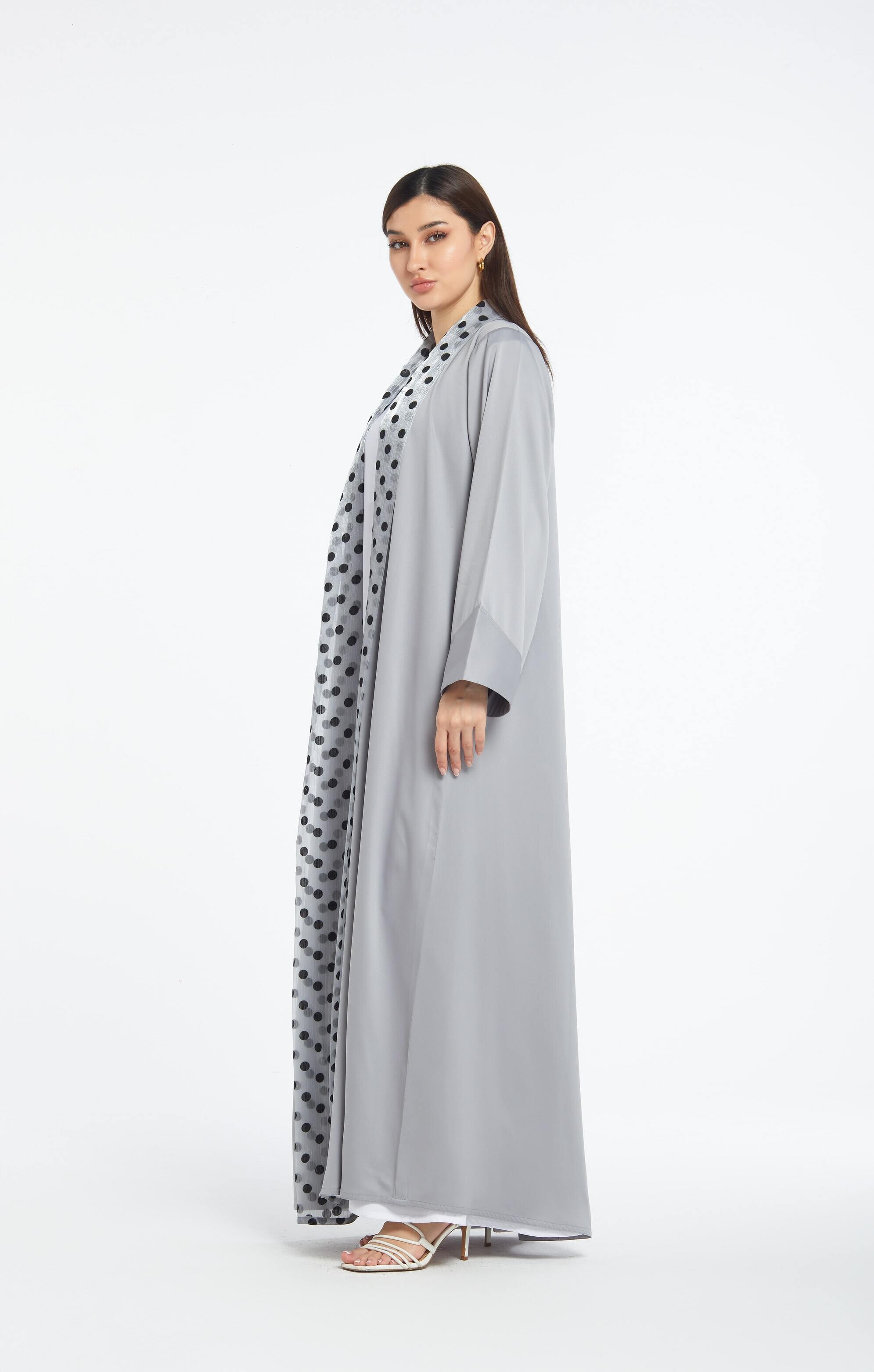 Polka Classics - Ash Grey Edition Abaya Telal Femina 