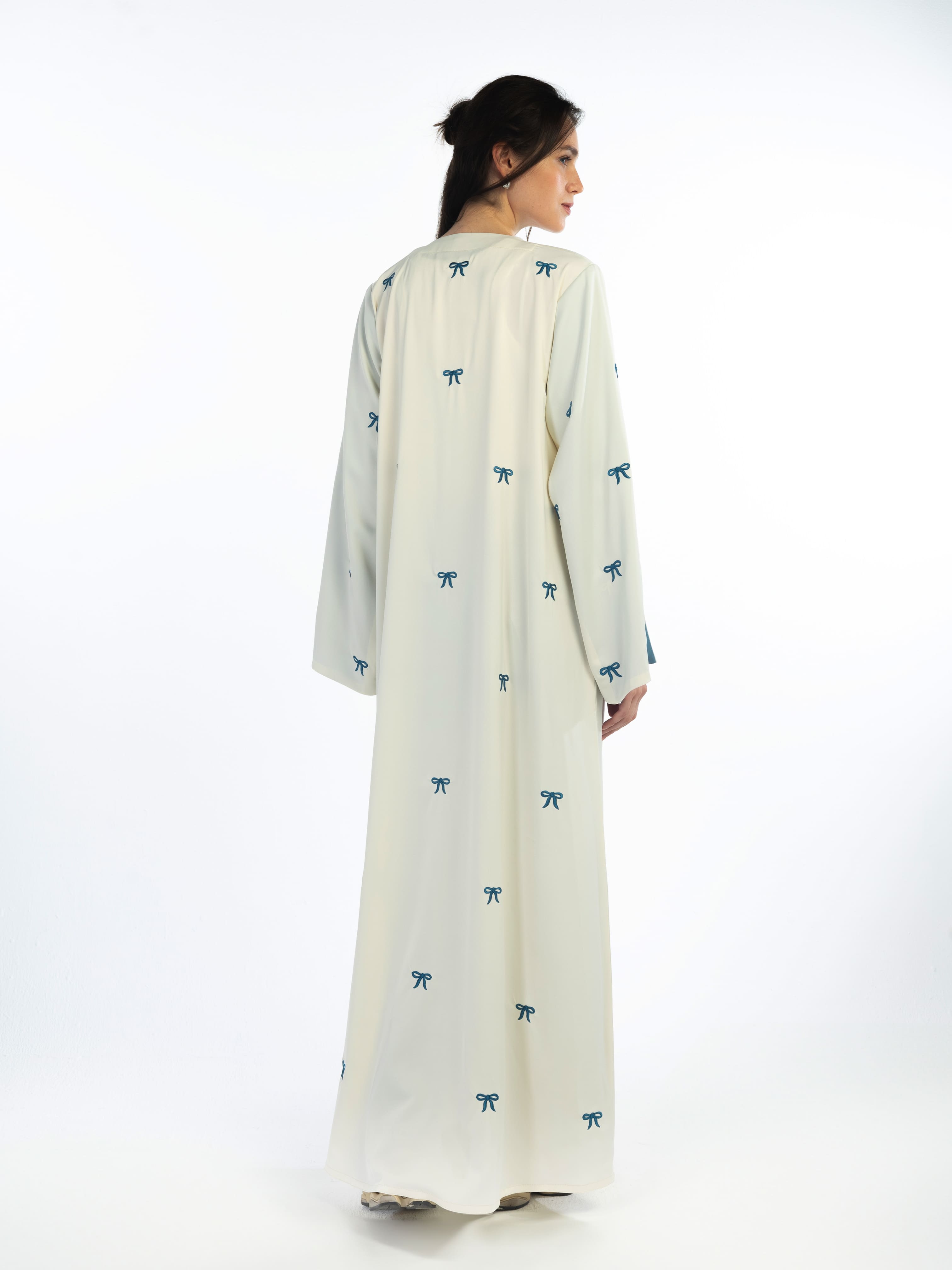 Latifa - Off White with Blue Abaya Telal Femina 