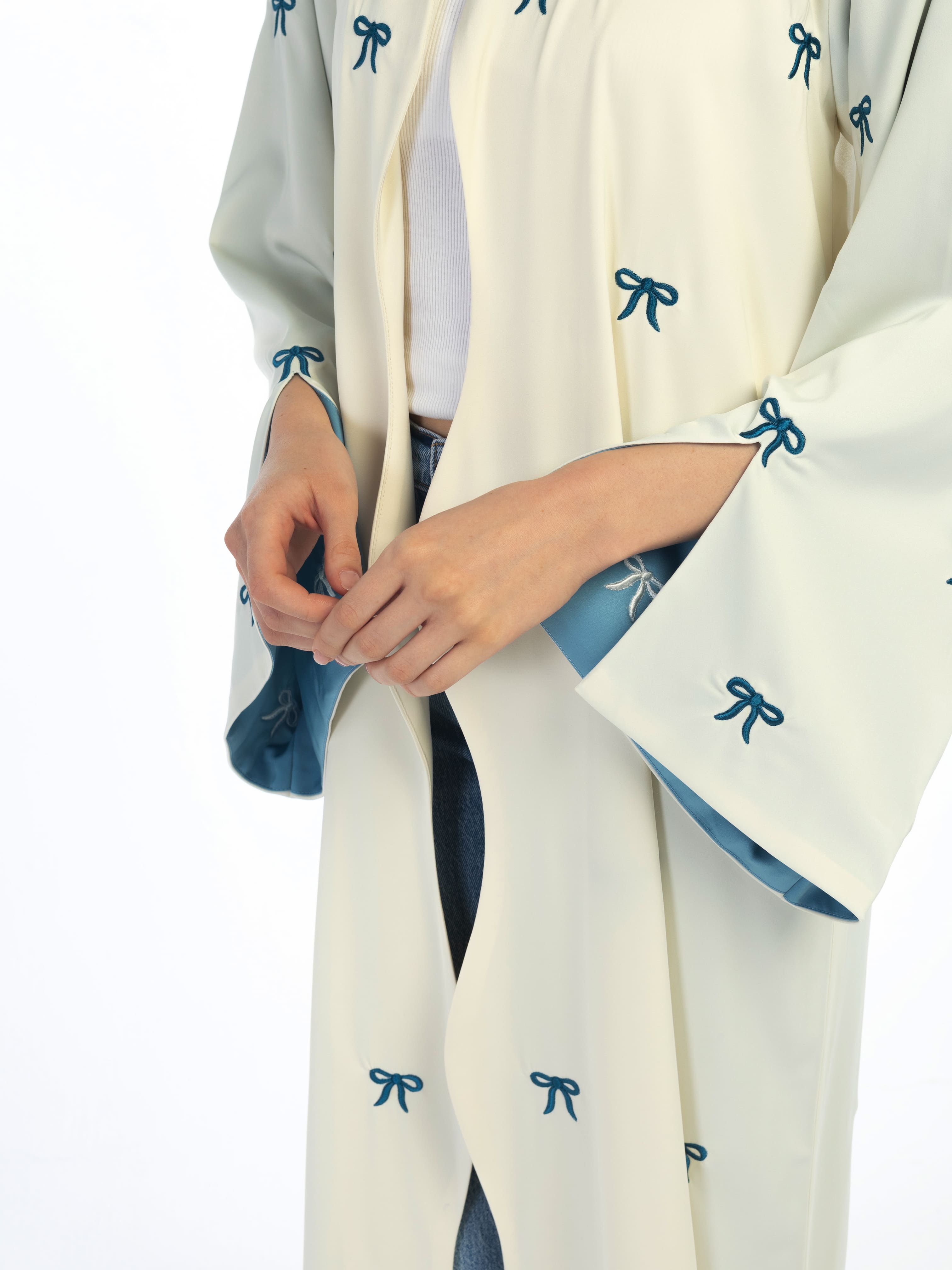 Latifa - Off White with Blue Abaya Telal Femina 