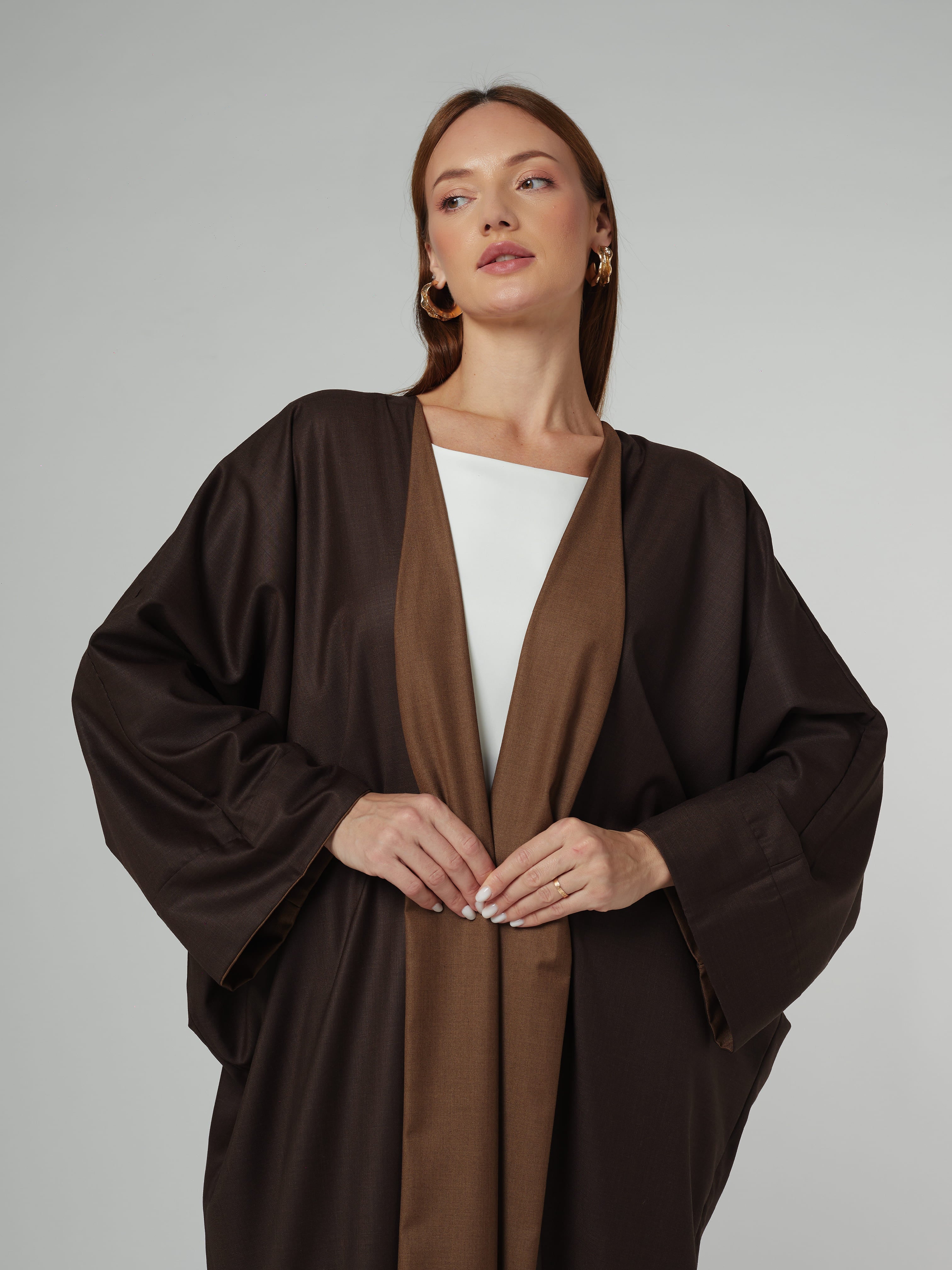 Mocha Blend Reversible Abaya Abaya Telal Femina 