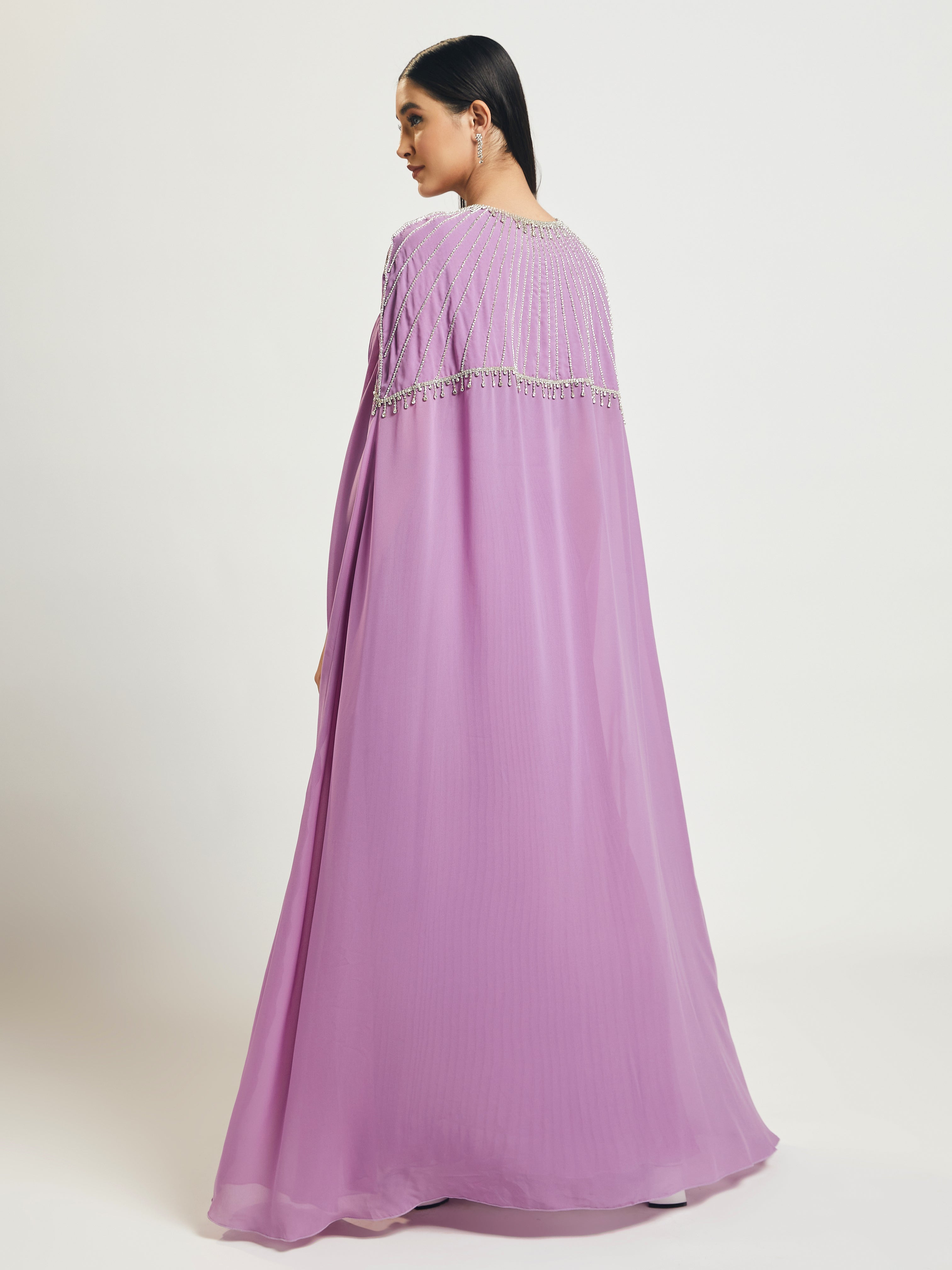 Embellished Lavender Cape Abaya by Telal Femina Abaya Telal Femina 