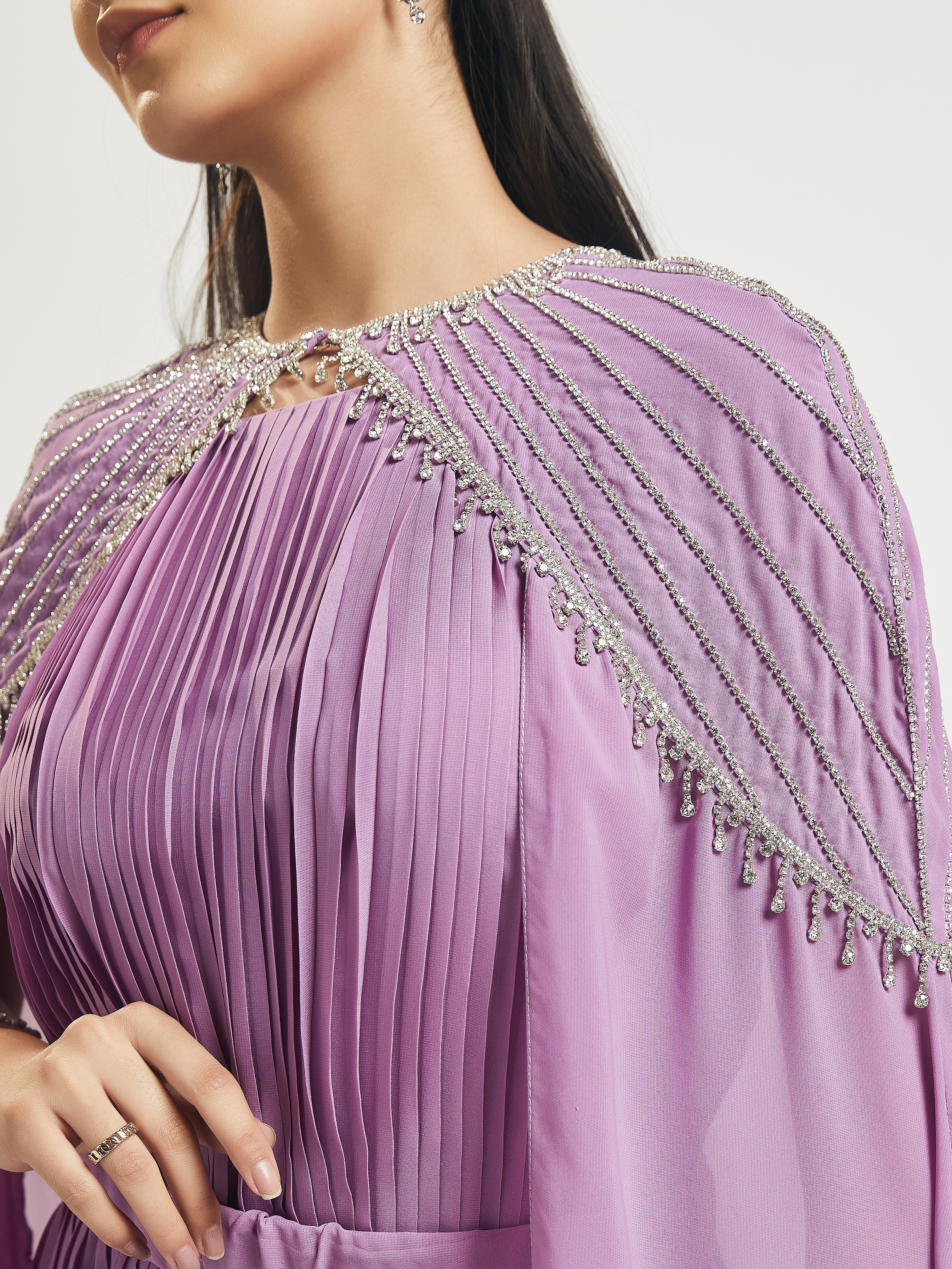 Embellished Lavender Cape Abaya by Telal Femina Abaya Telal Femina 